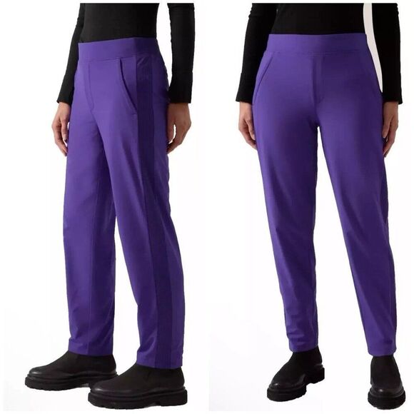 Athleta Brooklyn Lined Pant Womens 8 Tall Noble Blue Purple Zip Pockets - Picture 1 of 4